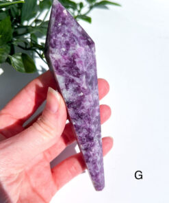 Lepidolite With Mica Wand on a stand