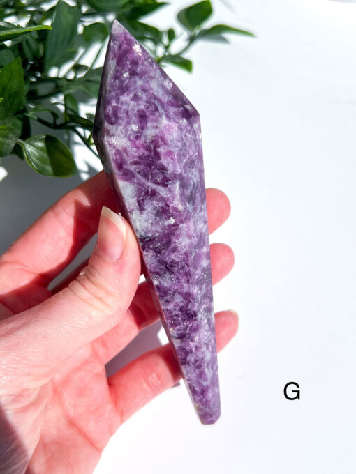 Lepidolite With Mica Wand on a stand