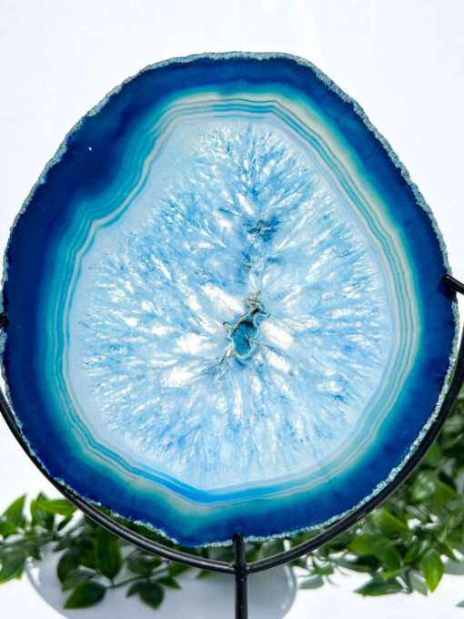 Large Dyed Blue Agate On A Stand