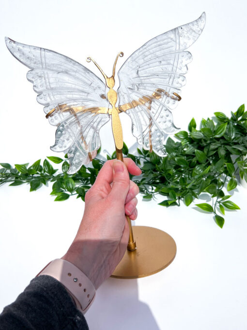 Clear Quartz Butterfly on a stand carving