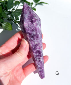 Lepidolite With Mica Wand on a stand