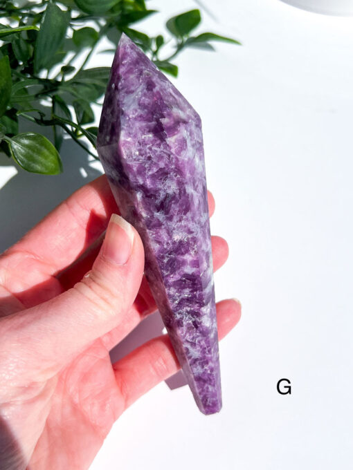 Lepidolite With Mica Wand on a stand