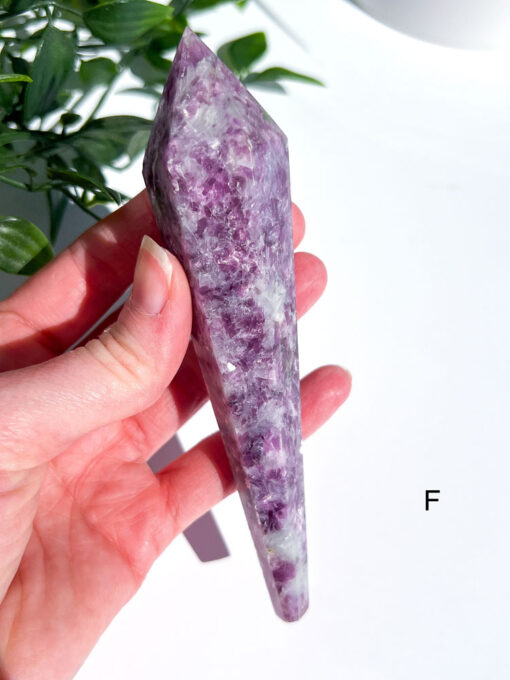 Lepidolite With Mica Wand on a stand