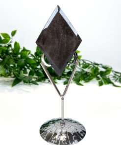 Silver Sheen Obsidian Diamond On A Stand