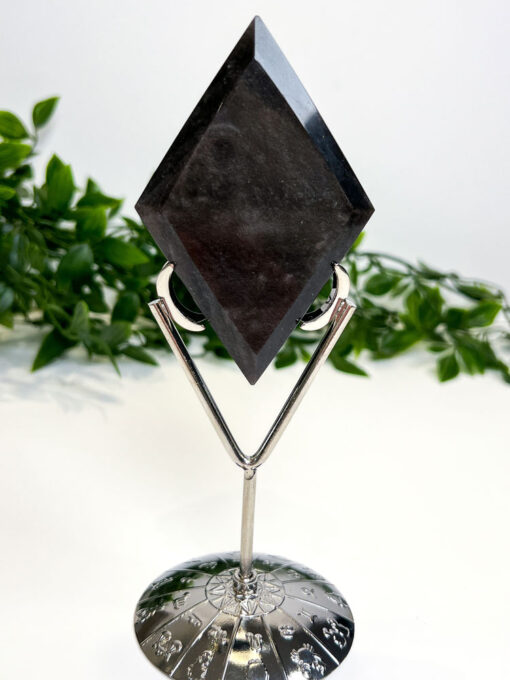 Silver Sheen Obsidian Diamond On A Stand