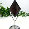 Silver Sheen Obsidian Diamond On A Stand