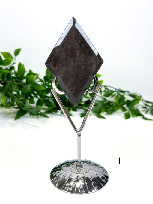 Silver Sheen Obsidian Diamond On A Stand