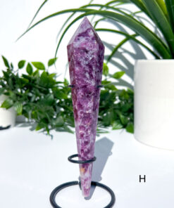 Lepidolite With Mica Wand on a stand