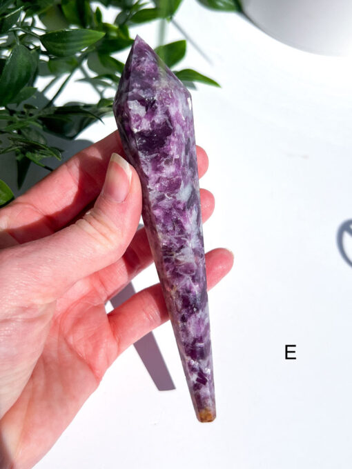 Lepidolite With Mica Wand on a stand