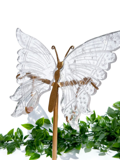 Clear Quartz Butterfly on a stand carving