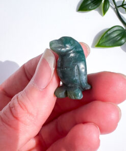 Moss Agate penguin carving