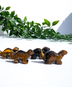 Tigers Eye dinosaur carving