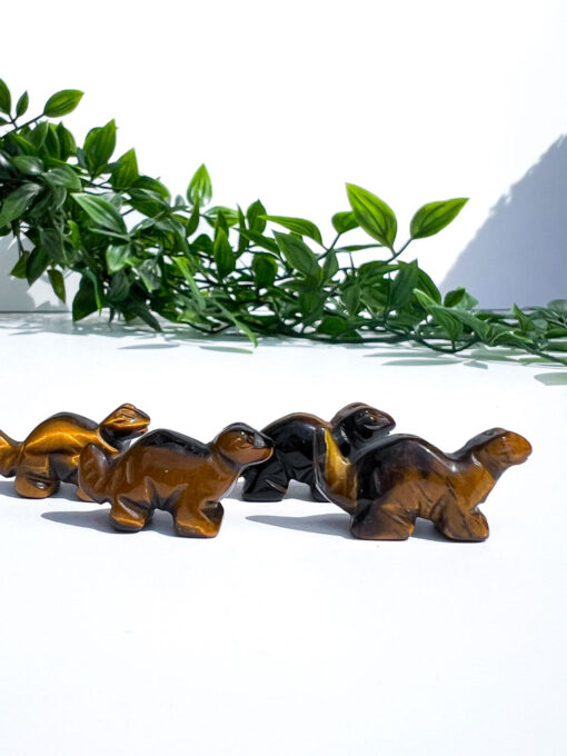 Tigers Eye dinosaur carving