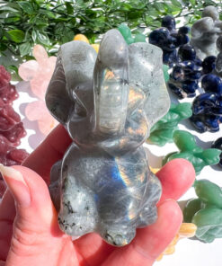 Labradorite elephant carving