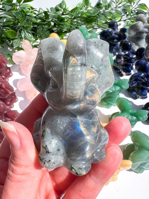 Labradorite elephant carving