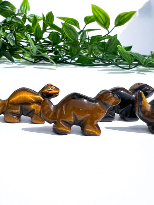 Tigers Eye dinosaur carving