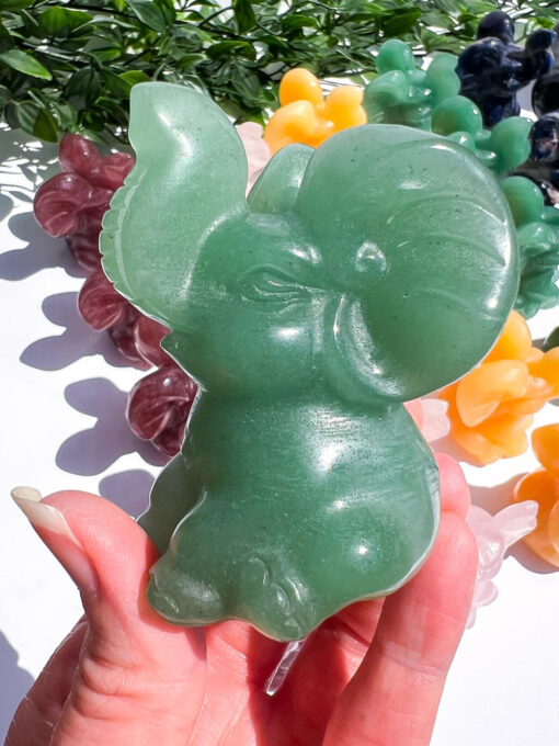 Green Aventurine elephant carving