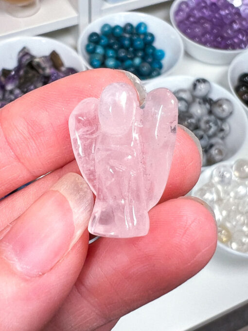 Small Rose Quartz Angel Carving