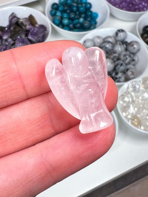 Small Rose Quartz Angel Carving