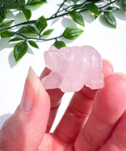 Rose Quartz bear carving