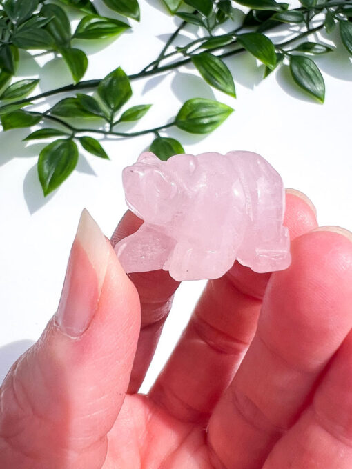 Rose Quartz bear carving