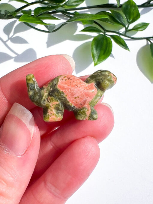 Unakite dinosaur carving