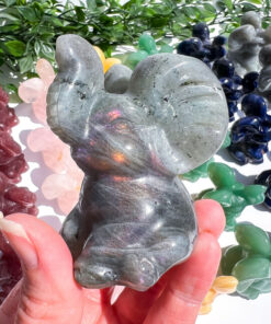 Labradorite elephant carving