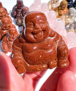 Goldstone laughing buddha carving