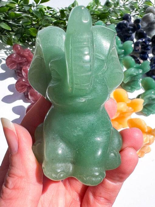 Green Aventurine elephant carving