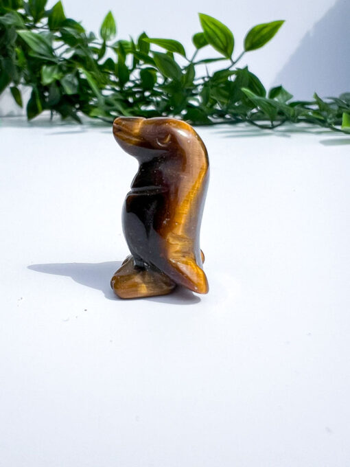 Small Tigers Eye Penguin Carving