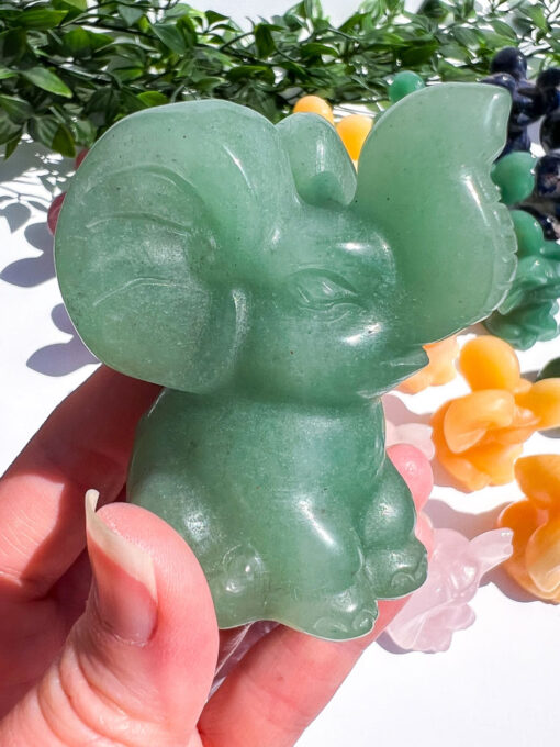 Green Aventurine elephant carving