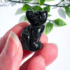 Black Obsidian cat carving