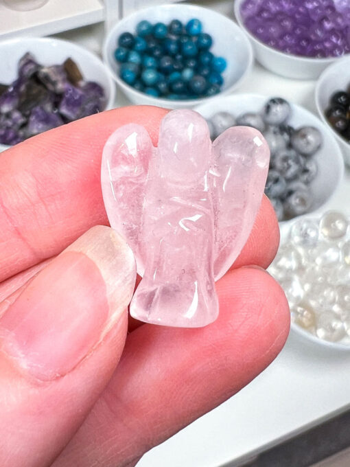 Small Rose Quartz Angel Carving