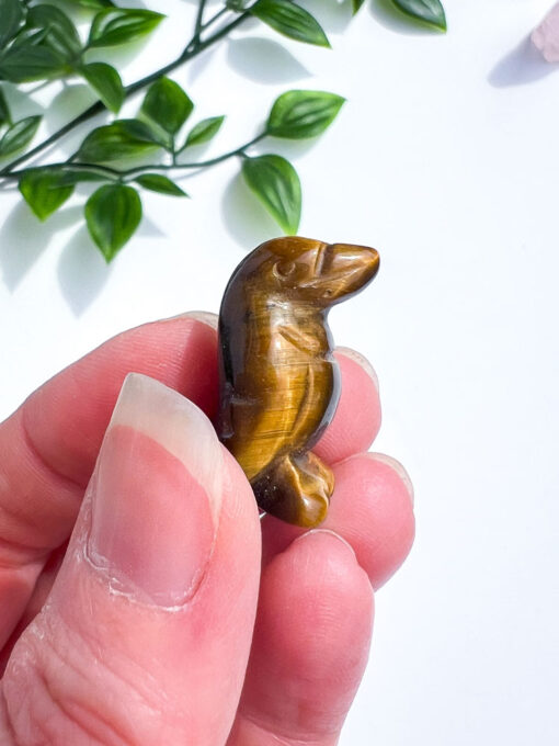 Small Tigers Eye Penguin Carving