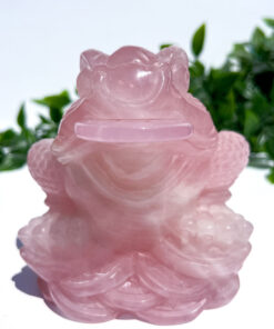 Large Rose Quartz Money Frog Carving