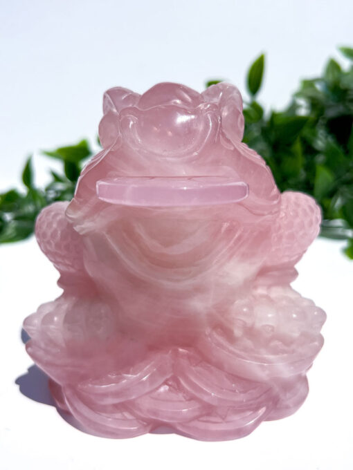 Large Rose Quartz Money Frog Carving