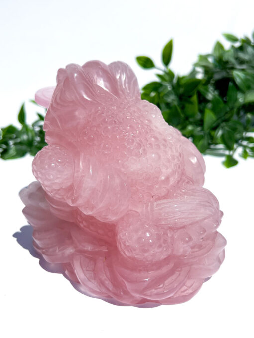 Large Rose Quartz Money Frog Carving