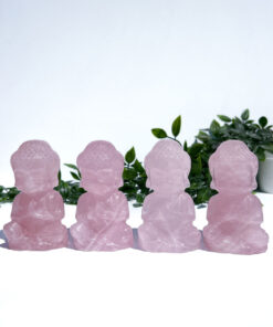 medium-sized Rose Quartz Sitting Buddha Carving