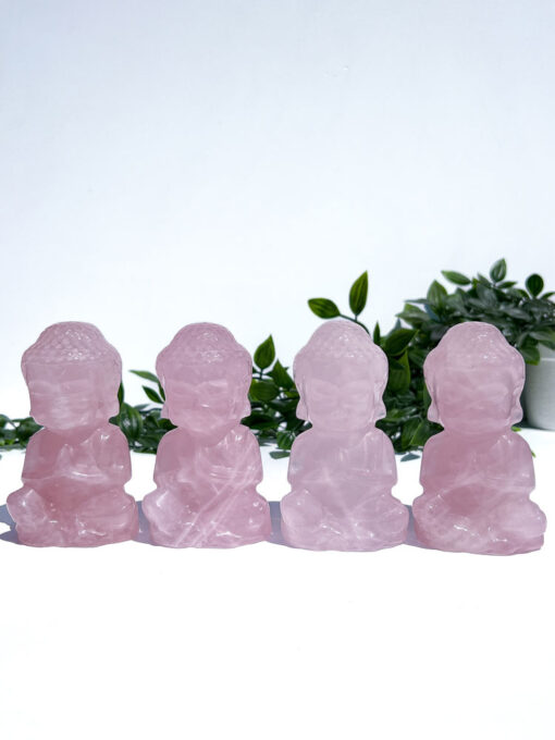 medium-sized Rose Quartz Sitting Buddha Carving