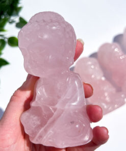 medium-sized Rose Quartz Sitting Buddha Carving