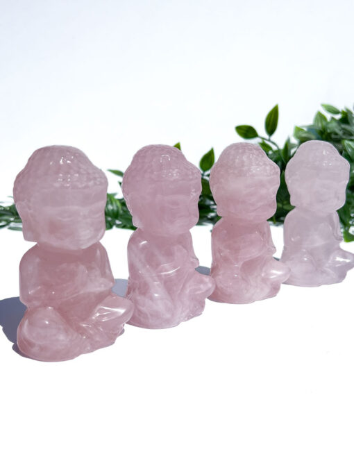 medium-sized Rose Quartz Sitting Buddha Carving