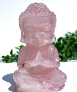 Large Rose Quartz Sitting Buddha Carving