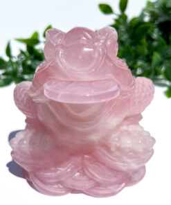 Large Rose Quartz Money Frog Carving