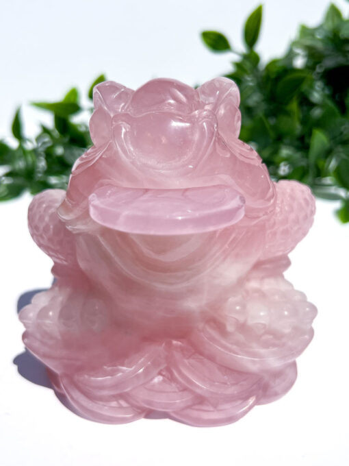 Large Rose Quartz Money Frog Carving