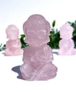 medium-sized Rose Quartz Sitting Buddha Carving