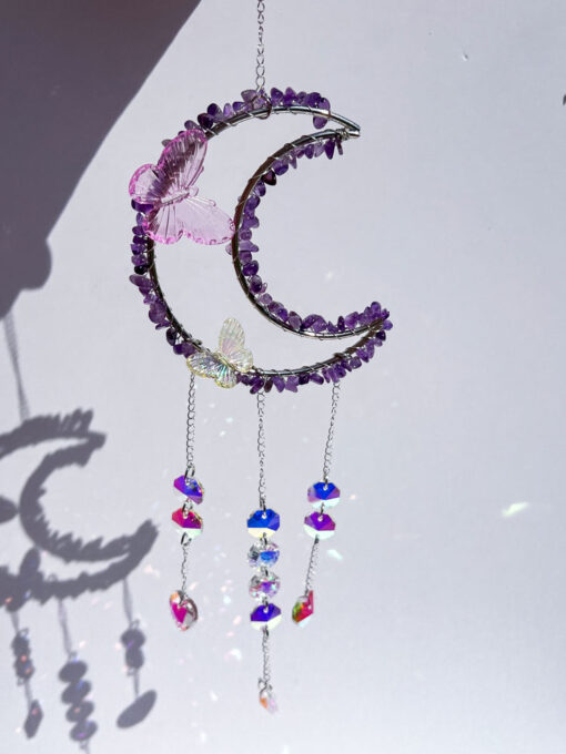 Amethyst Chip Moon Sun Catcher