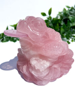 Large Rose Quartz Money Frog Carving