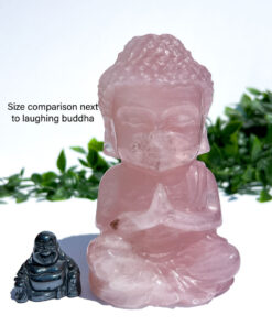 Large Rose Quartz Sitting Buddha Carving