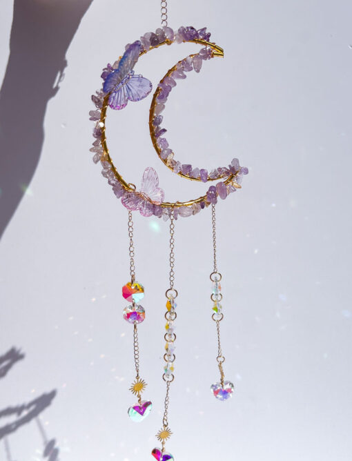 Amethyst Chip Moon Sun Catcher