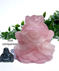 Large Rose Quartz Money Frog Carving